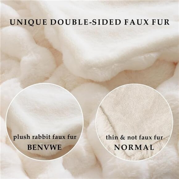 Faux Fur Throw Blanket Fuzzy Bubble Blanket, Soft,Cozy and Thick Blanket Plush - Picture 5 of 7